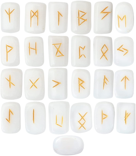 Healing Crystals - White Agate Square Runes