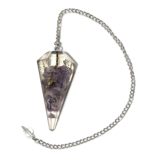 Healing Crystals - Amethyst Faceted Orgone Pendulum