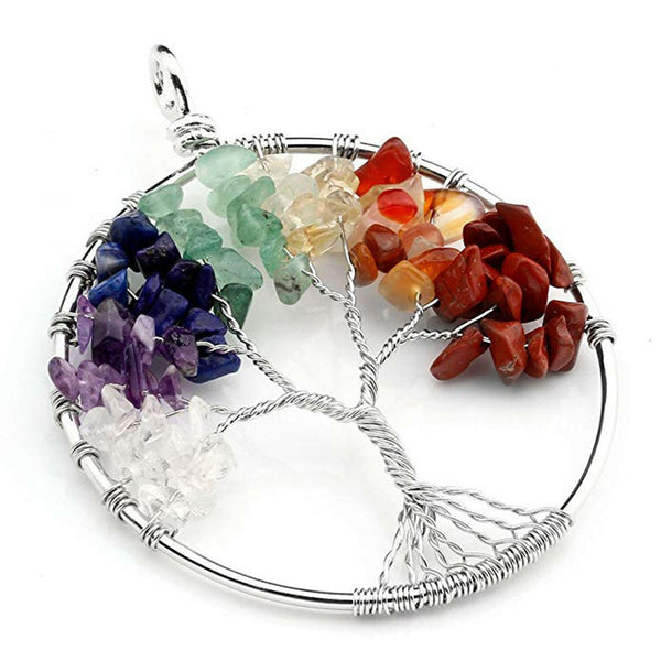Healing Crystals - Seven Chakra Tree Pendant