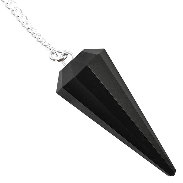 Healing Crystals - Black Tourmaline 6 Faceted Pendulum