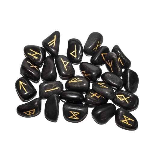 Black Agate 10-20 MM Tumble Runes Per Set
