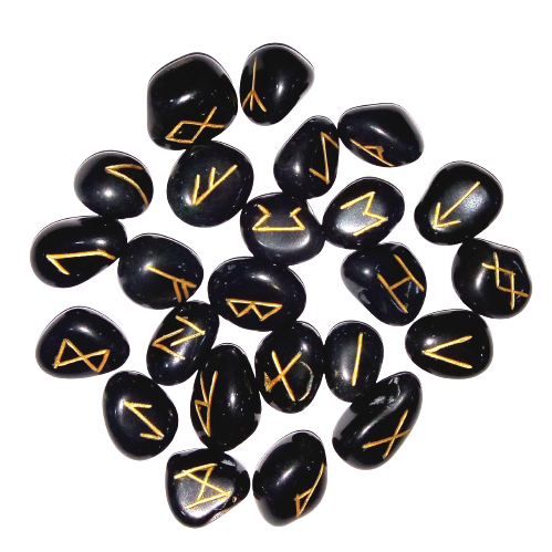 Healing Crystals - Black Obsidian Tumble Runes