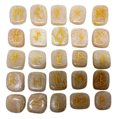 Healing Crystals - Peach Moonstone Square Runes
